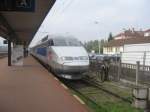 der TGV 521 als Presentationsfahrt in Franzosiches Bahnhof Thionville 07 oktober 2005