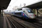 TGV Duplex 249 am 20.08.2014 als TGV 6755 (Besanco Viotte - Paris Gare de Lyon) bei der Ausfahrt in Mulhouse Ville.