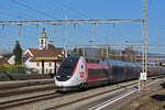 TGV Lyria 4719 durchfährt den Bahnhof Rupperswil. Die Aufnahme stammt vom 10.03.2022