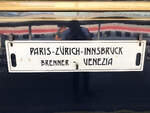 Zugziellaufschild des VSOE - Venice Simplon Orient Express (DRV 1377) von Paris Gare de l'Est station nach Venezia Santa Lucia.