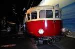 Eisenbahnmuseum Mulhouse/F.Michelin Triebwagen 54005 Typ 22 mit Benzinmotor,aus dem Jahr 1936.Er fuhr auf 2 Triebdrehgestellen zu je 4 Michelin luftbereiften Rdern.Mulhouse,16.08.05