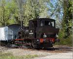 CFTR, die charmante Museumsbahn im Neubreisacher Urwald. Abfahrt 030 TB 134  Theodor  an der Haltestelle Sanssouci. Artzenheim, April 2019.