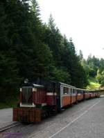 Von der ACFA Lok-3 gefhrter Touristenzug der Waldeisenbahn Abreschviller (ACFA) am Endhalt Grand Soldat (Soldatenthal).