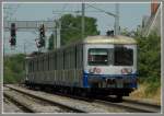 Ein Zug, genannt RIO (Rame Inox Omnibus), gezogen von einer SNCF Maschine der Serie BB 16500, nmlich 16699, am 27.7.2006 bei der Durchfahrt der Haltestelle Berchem Richtung Luxemburg.