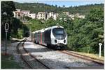 Camini di Ferru di a Corsica/Chemins de fer de la Corse.Gegenzug 7 mit AMG801 trifft in Venaco ein.