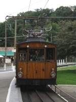 La Rhune Bergbahn: Lok (SLM / BBC, 1914) an der talseitigen Endhaltestelle Col de St.Ignace.