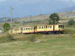 Der  Petit Train Jaune  verlsst Frankreichs hchsten Bahnhof, Bolqure, auf 1593 Metern Hhe.