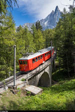Chemin de fer du Montenvers am 27. August 2020<br>
Bhe 4/4 45 auf dem Viaduc du Montenvers.