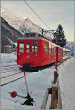 Der Mer de Glace (Chamonix-Montenvers) Beh 4/4 N° 46 rangiert in Bahnhof von Chamonix (Mer des Glaces).
10. Februar 2015