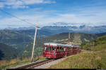 Tramway du Mont-Blanc am 26. August 2020<br>
Triebwagen Jeanne mit Vorstellwagen am Mont Lachat.