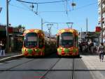 Tram Nummer 2049+2056 der Linie 2 unterwegs in Montpellier.
