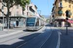 Nice / Nizza Lignes d'Azur SL T1 (Alstom Citadis-302 12) Place de l'Armée du Rhin am 25. Juli 2015.