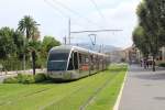 Nice / Nizza Lignes d'Azur SL T1 (Alstom Citadis-302 02) Boulevard Jean Jaurès am 23. Juli 2015.