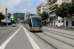 Nice / Nizza Lignes d'Azur SL T1 (Alstom Citadis-302 04) Boulevard Comte de Falicon am 23.