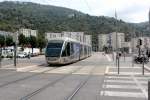 Nice / Nizza Lignes d'Azur SL T1 (Alstom Citadis-302 03) Pont Michel / Route de Turin am 23.