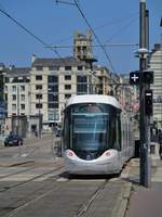 Strassenbahn Rouen Alstom Citadis am 20.05.18 in der Innenstadt.