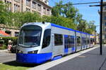 France, Mulhouse, SNCF  1 service of 3 on line 3 of trams from Mulhouse is runned by SNCF and runs to Thann, along the  Vallée de la Thur , by a tram/train.