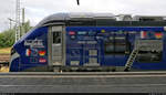 Aufschriften und Beklebungen am neuen B 85503 (94 87 0085 503-4 F-SNCF | Alstom Coradia Polyvalent) in Magdeburg Hbf auf Gleis 8.
