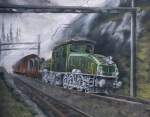 Manfreds Rail Art:  Krokodil auf Bergfahrt  (Ausschnitt); Acryl, ca.