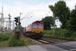 HGK DE 668 mit einem Containerzug am Km 28,190 in Dsseldorf am 04.07.2008