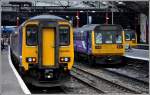 156 426 nach Blackpool North sowie 142 039 und 142 048 von Northern in Liverpool Lime Street.