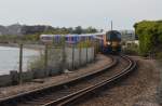 450 124 am 04.10.2015 bei der Anfahrt zum Endbahnhof Lymington Pier (Fähranleger zur Isle of Wight)