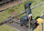 Bedienungshebel für die Weichen mit den Gestängewinkel im Bahnhof Mallaig.