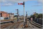 Bahnhofeinfahrt mit Stellwerk 2 in Blackpool North.