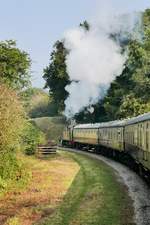 Die Dean Forest Railway verlässt den Norchard Wood bei Birchwood, 14.9.2016