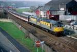 Am 13. Maerz 1993 ziehen 26003 und 26005 einem Sonderzug fuer Eisenbahnfreunde bei Blaydon, Nordost England.