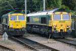 Ipswich,  Freightliner  Dieselloks 66571, 66566, abfahrbereit im Freightliner-Yard.