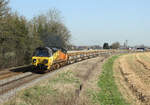 70814 passes Alrewas whilst hauling a stone train from Mountsorrel to Carlisle, 30 March 2021