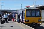 Nur einmal am Tag erreicht ein Zug Heysham Port, um Passagiere von und zur Fhre nach Douglas/Isle of Man zu bringen und das durchaus gut besetzt. (09.08.2011)