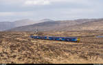 Scotrail 156 500 und ein Schwesterfahrzeug sind am 23. April 2019 kurz nach der Station Corrour im Rannoch Moor unterwegs von Mallaig nach Glasgow Queen Street.