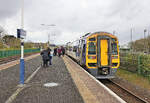 An der Lancaster - Morecambe Linie: Fr�her fuhren hier elektrische Z�ge in einen grossartigen Bahnhof im Strandbad Morecambe.