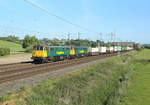 86632 & 86607 pass Stableford whilst hauling a Trafford Park - Felixstowe Freightliner, 28 May 2020