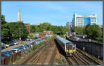 Westlich der Altstadt von Southampton hat 450122 den Tunnel verlassen und erreicht nun Southampton Central Station.