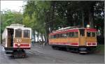 In Laxey auf halber Strecke zweigt die Snaefell Mountain Railway ab. Ihre Spurweite ist 1067mm (Kapspur) und fhrt auf 8km Lnge auf den hchsten Berg der Insel, den 621m hohen Snaefell (Schneeberg). Motorwagen 20 der MER trifft auf Motorwagen 2 der Snaefell Mountain Railway. (10.08.2011)