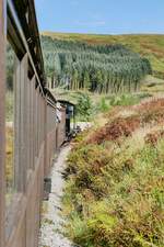 Kurz vor dem Ende der Strecke der Brecon Mountain Railway in den Brecon Mountains, Torpantau, Wales, 15.9.2016