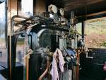 Der Führerstand von Lok #2 der Brecon Mountain Railway in Torpantau, Wales, 15.9.2016