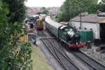 Swanage am 25.07.2010, Dampfzug aus Corfe-Castle fhrt ein