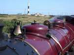 Romney, Hythe & Dymchurch Railway (20.07.2001)  Die Winston Churchill macht Dampf fr die Abfahrt aus Dungeness.