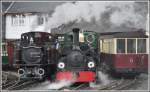 Grossbetrieb in Porthmadog mit Double Fairlie Lok Merddin Emrys und Blanche. (14.08.2011)