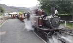 Sechs Dampfzge fahren am 04.09.2012, einem Dienstag, die Gesamtstrecke von Porthmadog nach Blaenau Ffestiniog und zurck.