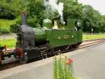 Welshpool and Llanfair Light Railway: Lok 823 in Welshpool, 12.Juli 2012. Die beiden Loks 822 und 823 von 1902 kamen 1923 in den Bestand der damaligen Great Western Railway (GW oder GWR), und diese wiederum wurde 1948 zur Western Region der Britischen Staatsbahn. 