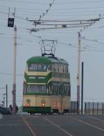 Die Blackpool Doppelstock-Tram 717 war heute für eine Privatfahrt gebucht.