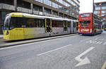 Manchester Metrolink Tram 3098 (Bombardier M5000) in der Aytoun Street Richtung Piccadilly.