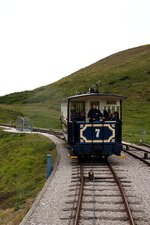  Great Orme Tramway  Aus Nr. 6, Kreuzung mit Nr. 7 im oberen Streckenabschnitt; Llandudno (Nordwales), 13.06.2016