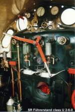 Fhrerstand der Personenzuglok class U2 2-6-0 Baujahr 1928.