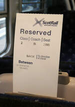 Sogar im 'Regionalzug' von Inverness nach Thurso kann der Sitzplatz reserviert werden, und erst noch umsonst.